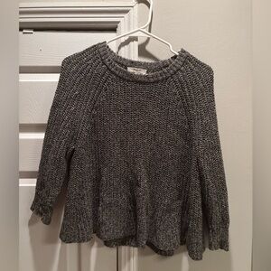 Madewell Charcoal Knit Women's Sweater, 3/4 Sleeve